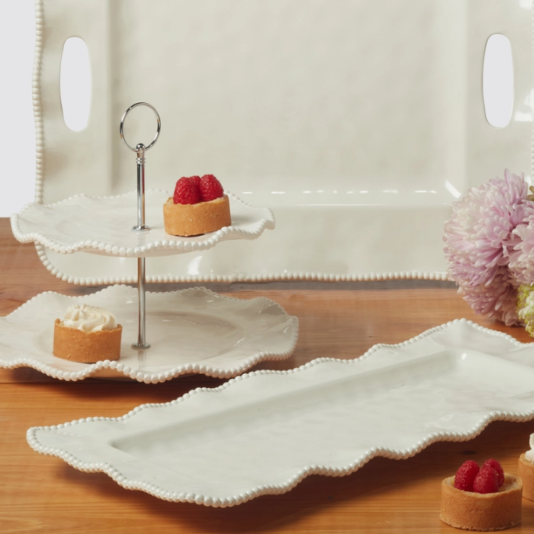 Perlette Cream Melamine 2 Tier Server