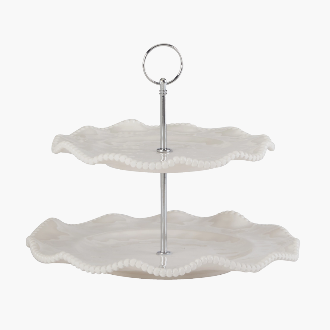 Perlette Cream Melamine 2 Tier Server