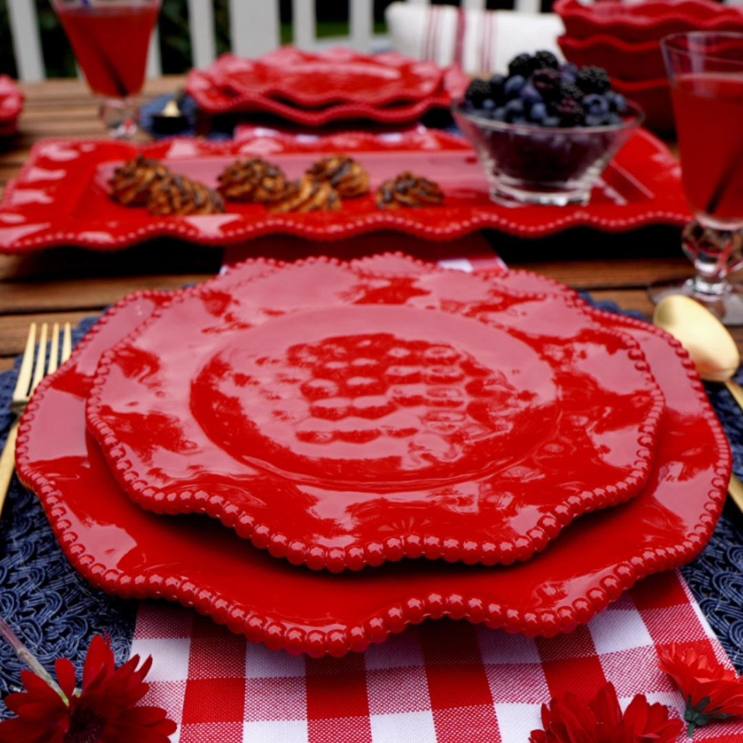 Perlette Red Melamine Salad Plate 9in