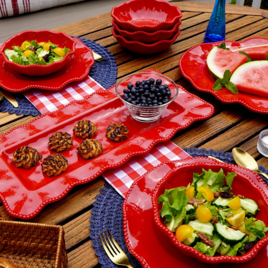 Perlette Red Melamine Rectangular Platter 19x9