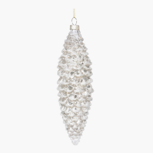 Frosted Pinnacle Pinecone Glass Ornament - Large