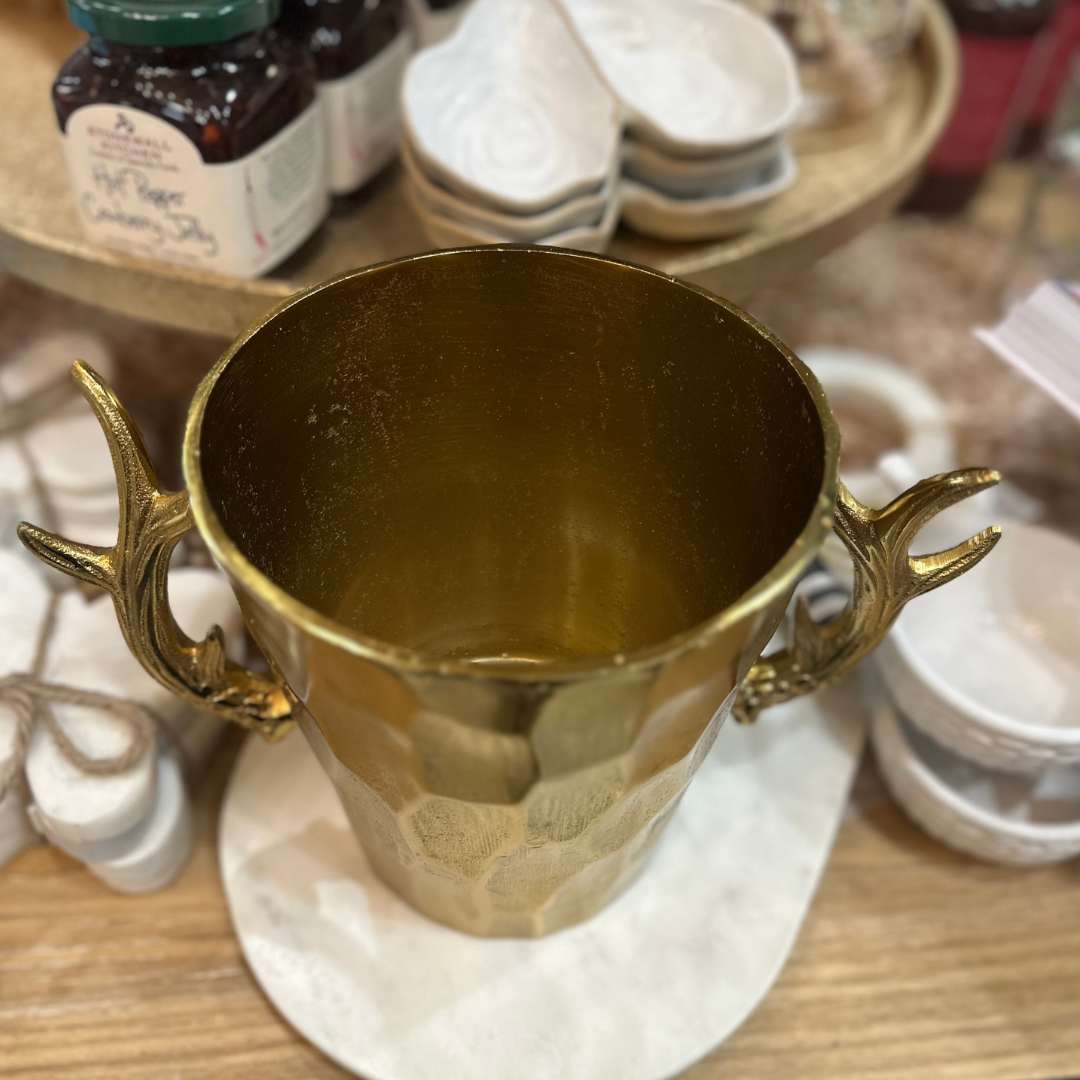 Gold Stag Antlers Faceted Ice Bucket