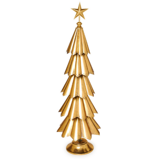 59" Gold Leaf Christmas Tree with Star Topper