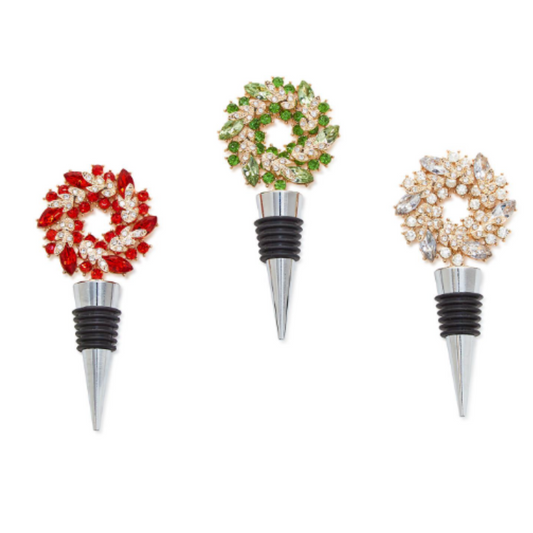 Holiday Wreath Jewel Bottle Stoppers