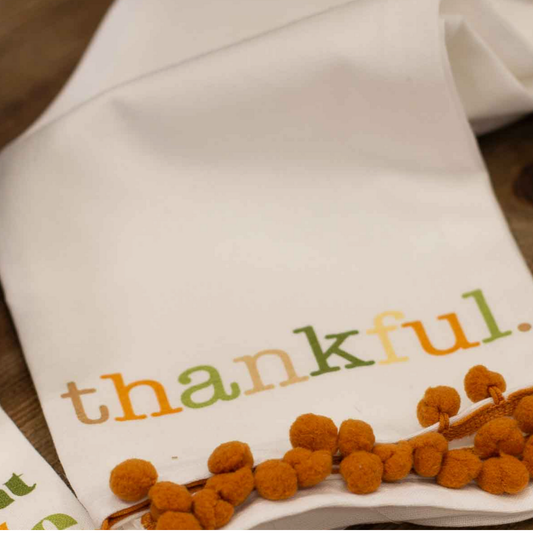 Thankful Pom Pom Hand Towel White/Multi