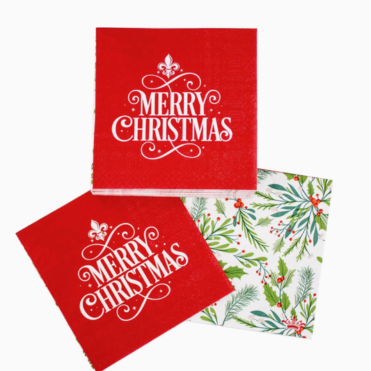 Fleur Merry Christmas Cocktail Napkins