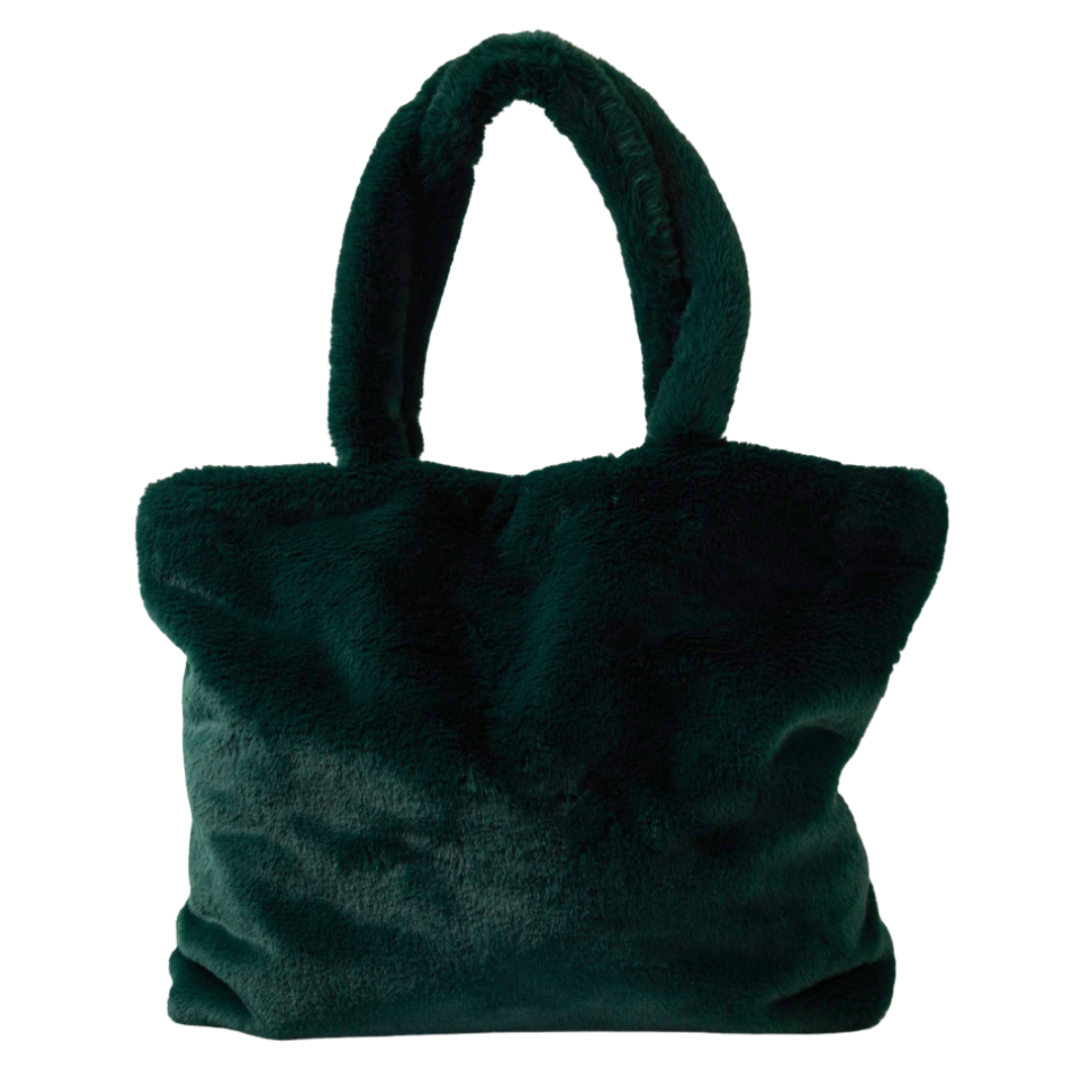 Cozy Cabin Faux Fur Tote - Pine