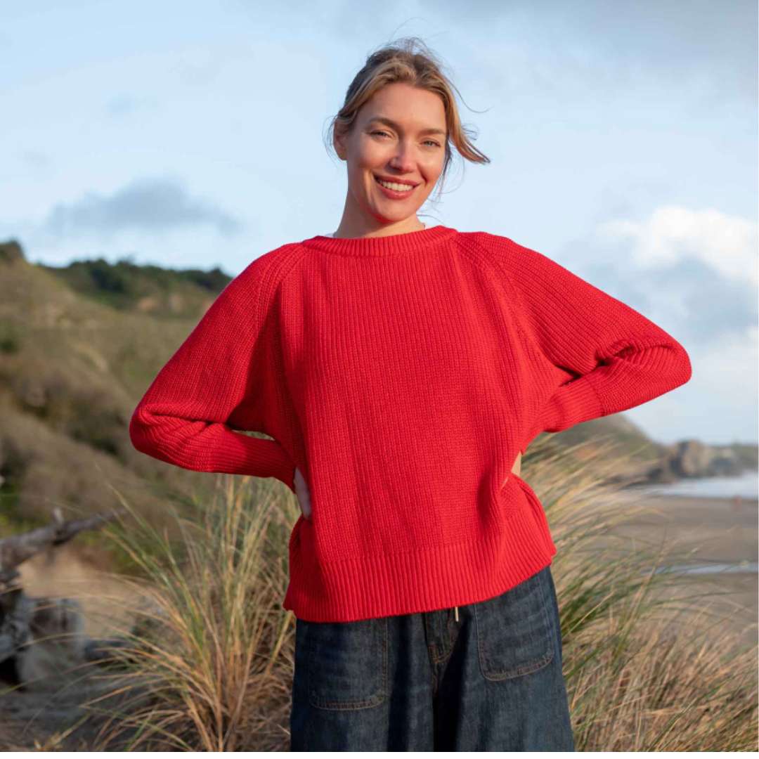 Salty Cotton Crewneck Sweater - Maraschino Red