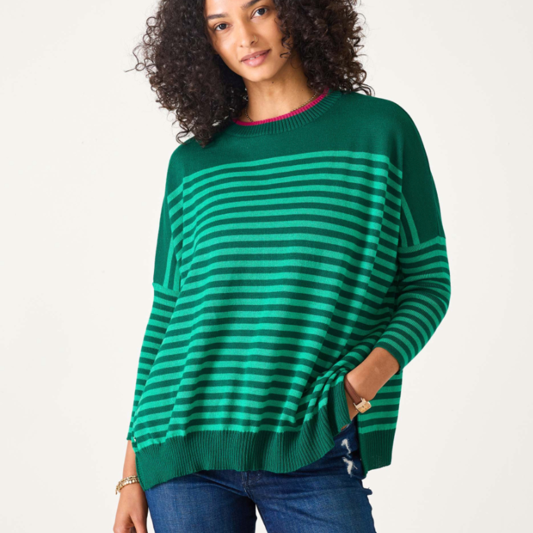 Catalina Modern Crew Sweater- Spruce/ Emerald
