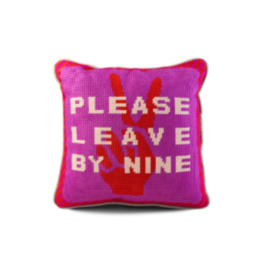 Leave by Nine Needlepoint Pillow