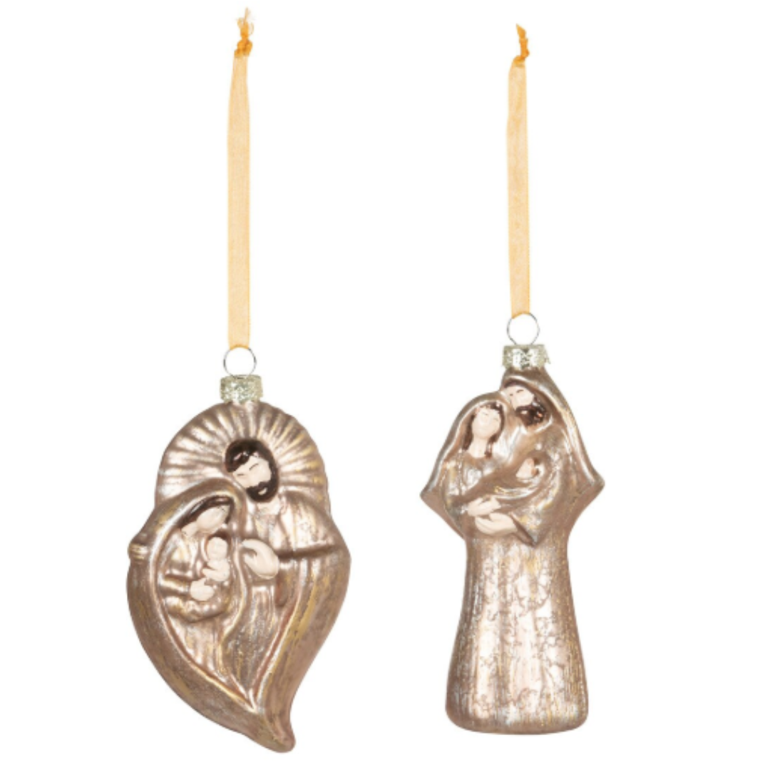 Holy Family Glass Ornament