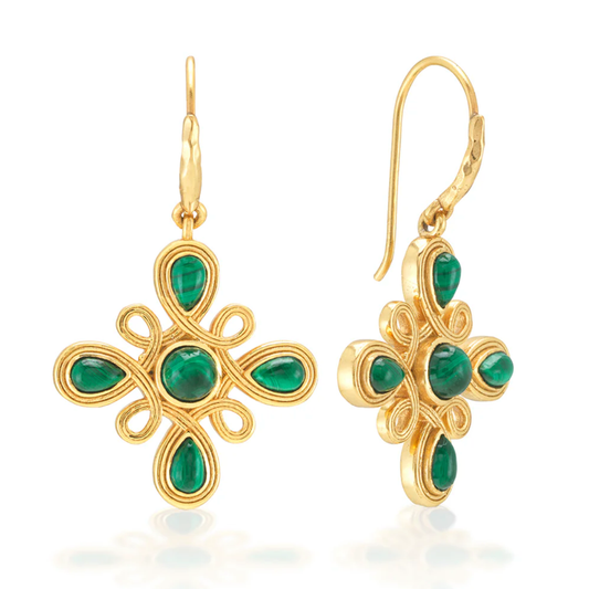 Monique Malachite Gem Dangle Earrings