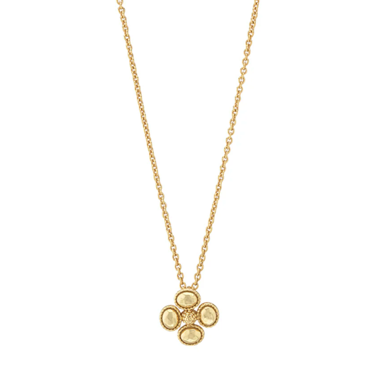 Berry Clover Station Necklace 16" + 2" Gold