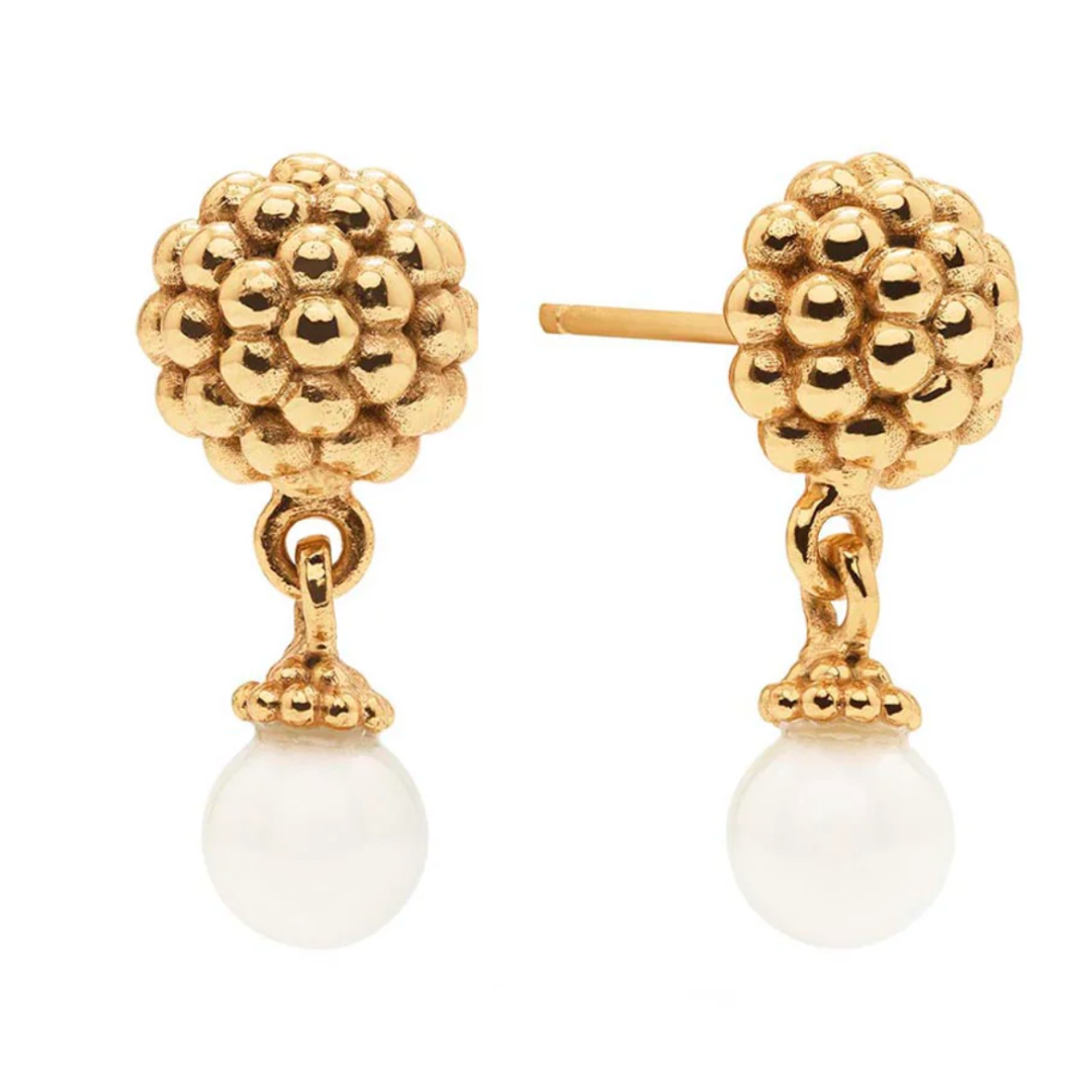 Berry Drop Stud Earrings- Pearl