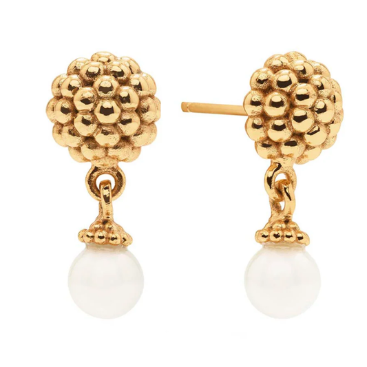 Berry Drop Stud Earrings- Pearl
