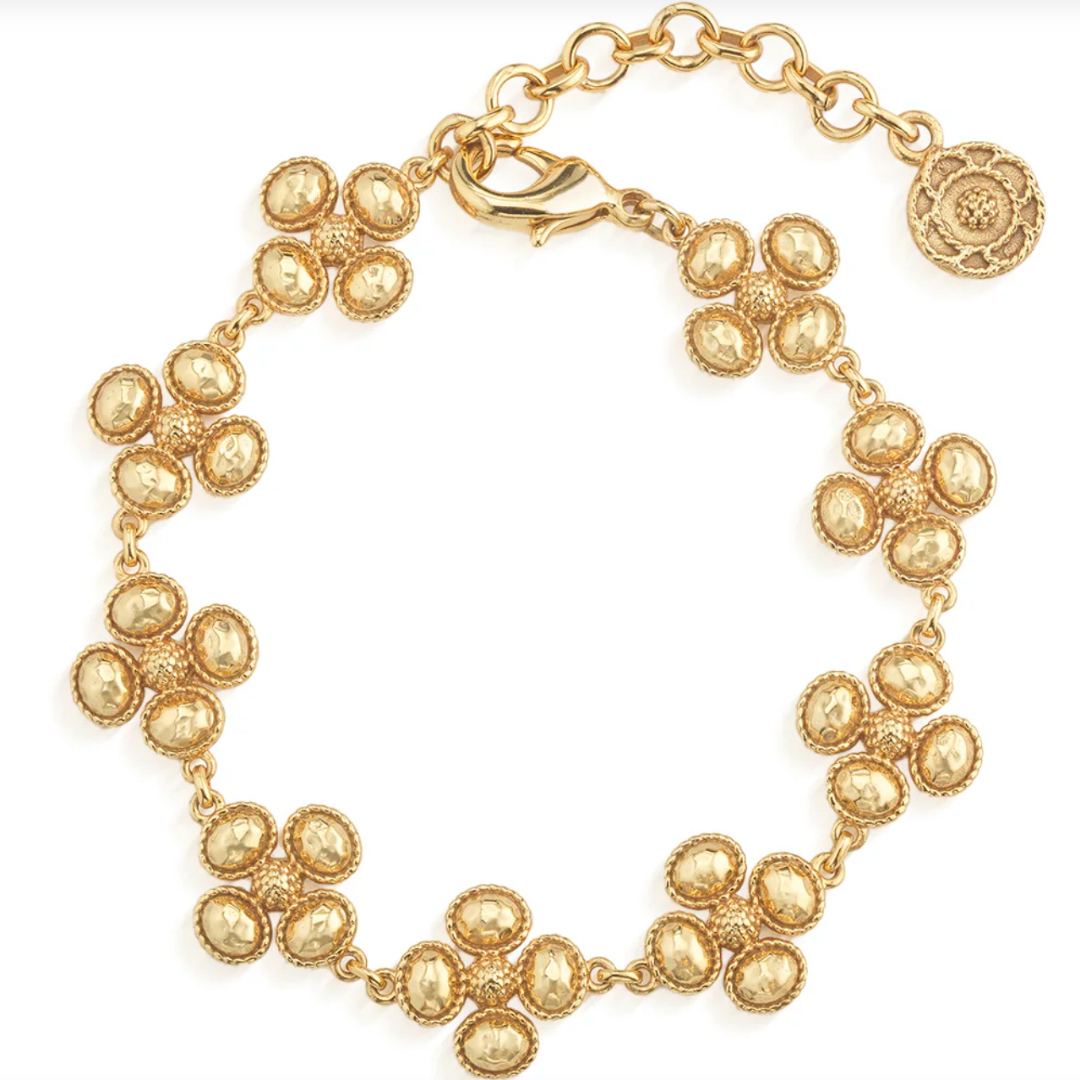 Berry Clover Linear Bracelet 7" + 2"- Gold