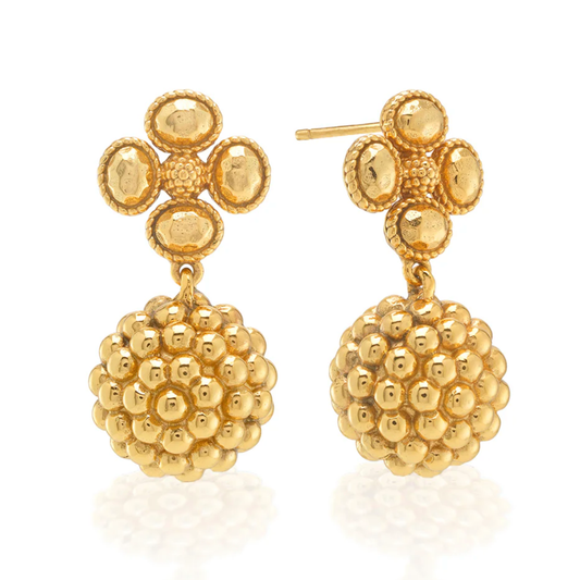Berry Clover Drop Earrings- Gold