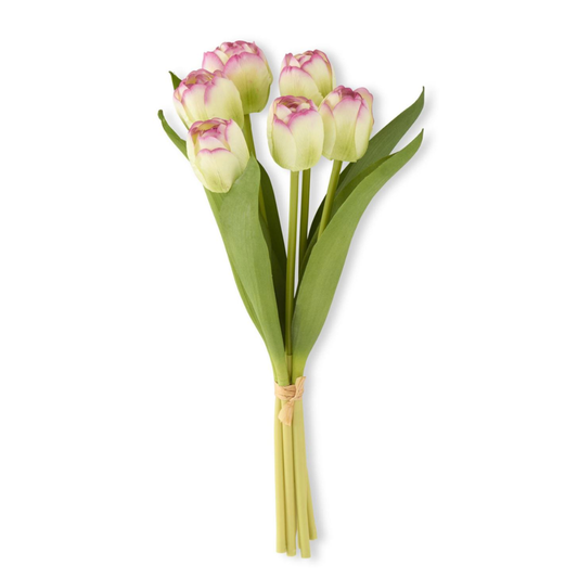 13 Inch Green w/Purple Real Touch Tulip Bundle