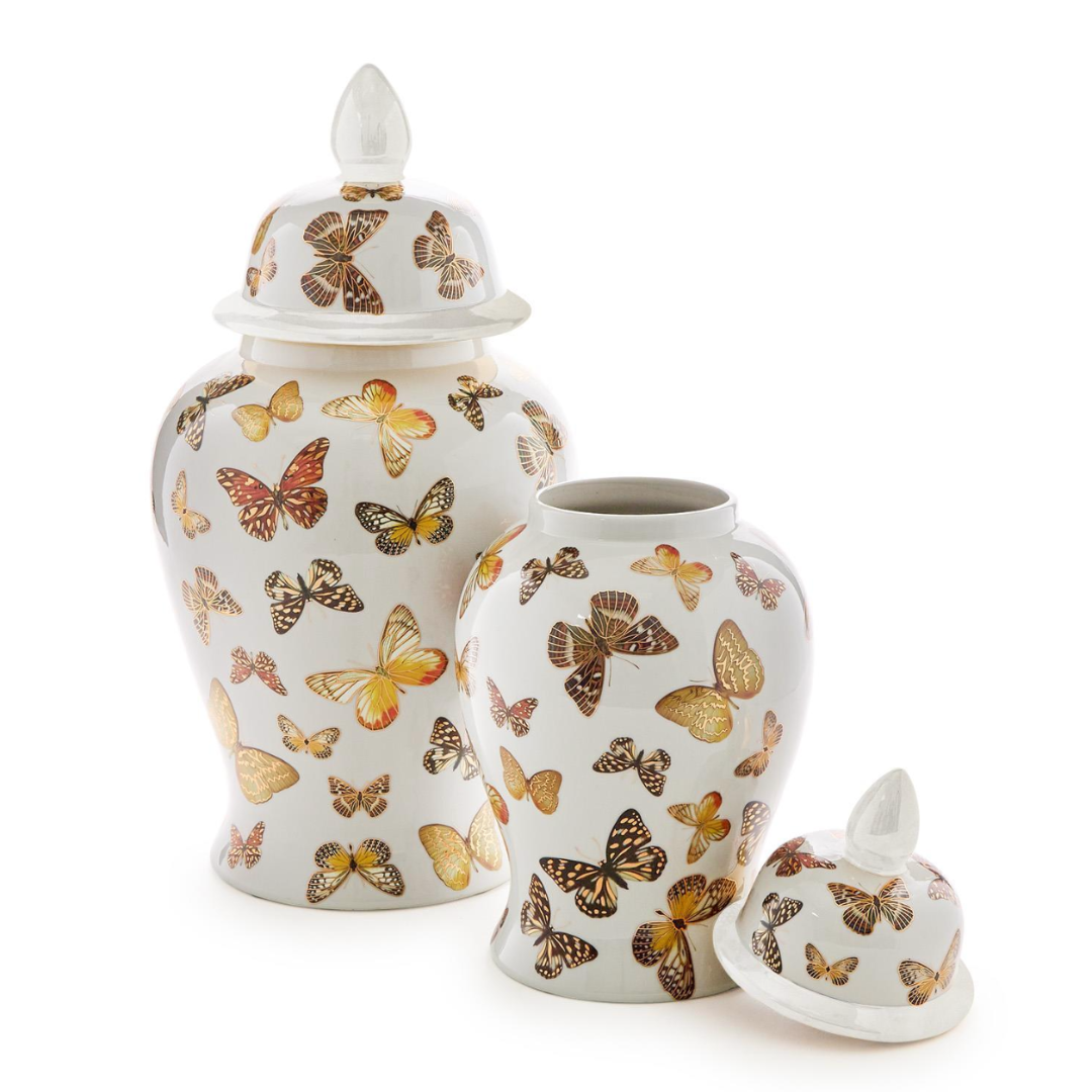 Fauna Butterflies Covered Temple Jar