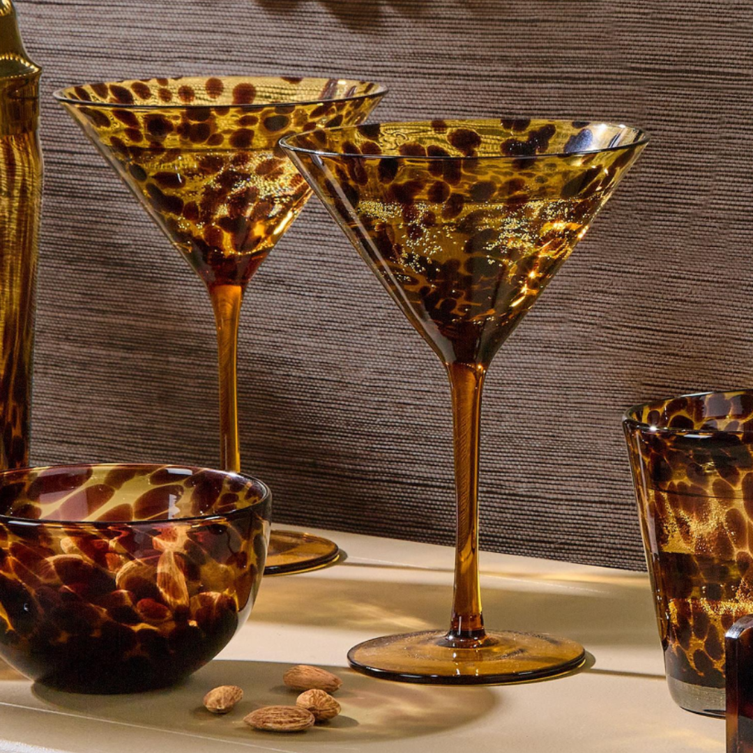 Tortoise Print Martini Glass