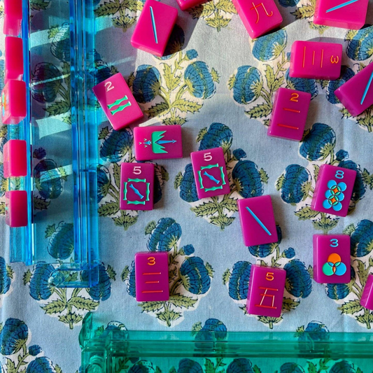 Poms Tablecloth in Bluebird