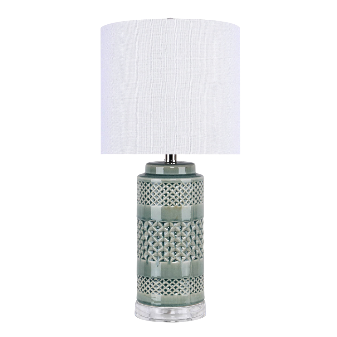 Soft Teal Ceramic Table Lamp w/ Linen Shade