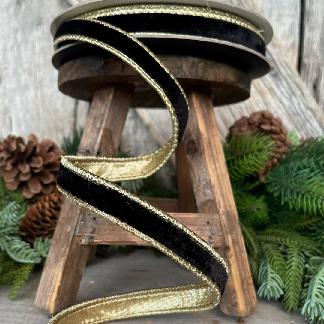 Black Royal Velvet Wired Ribbon