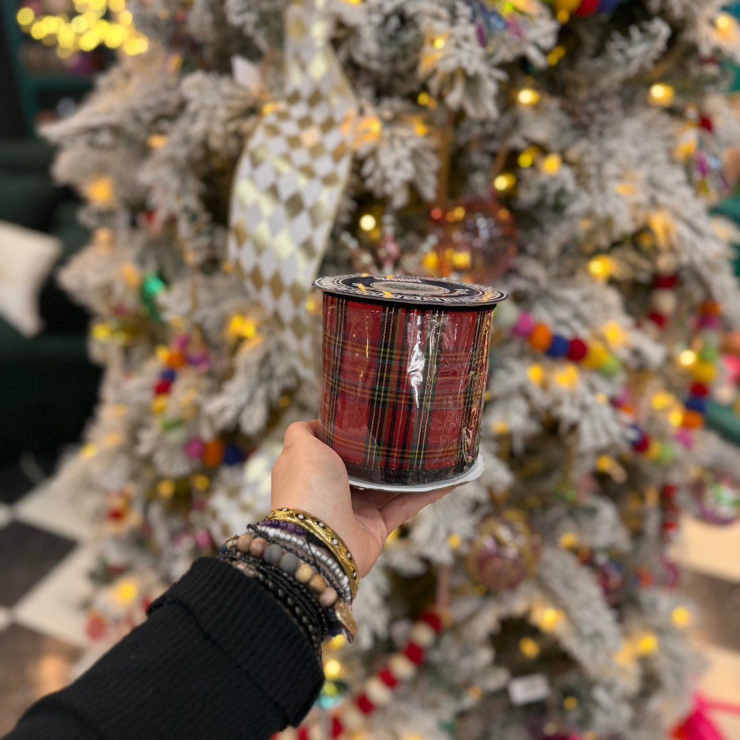 Red Plaid Wired Ribbon