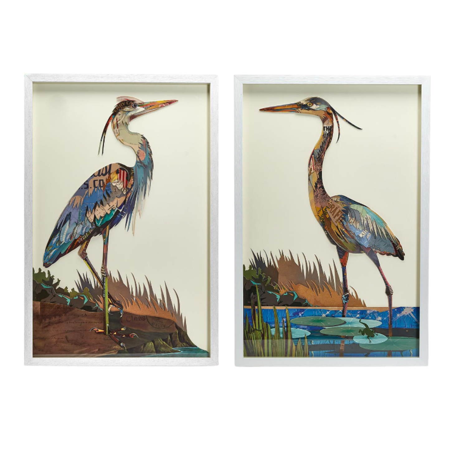 Crane Paper Collage Wall Art
