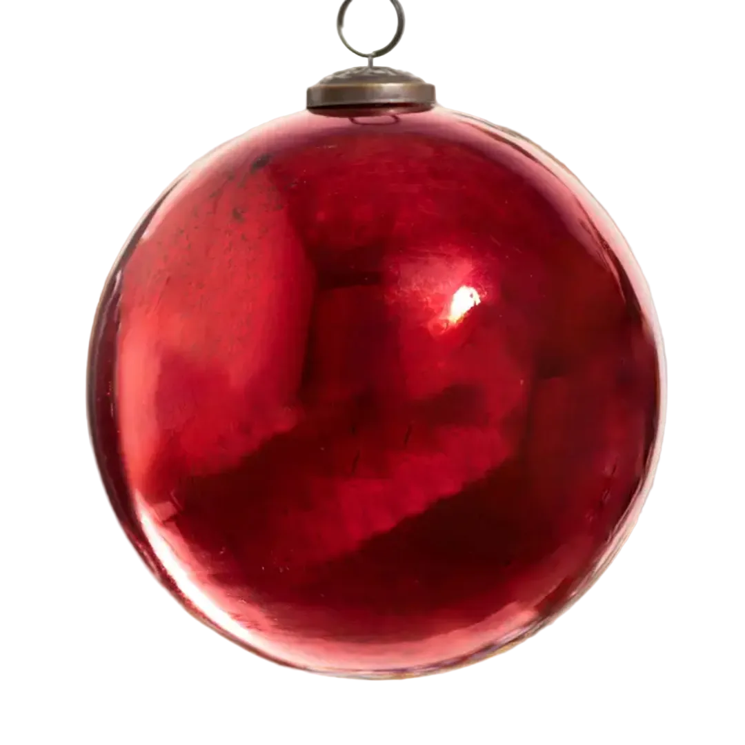 Antique Shiny Ruby Glass Ornament XL