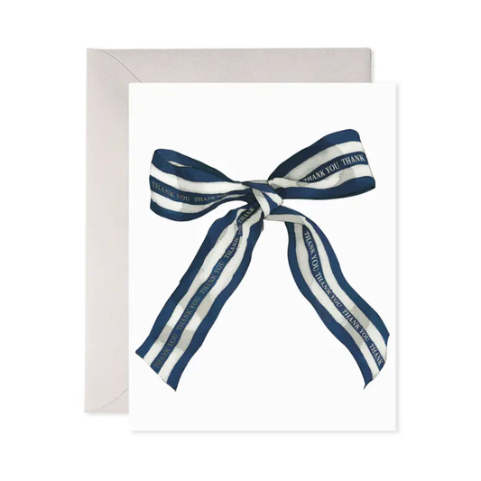 Big Navy Striped Bow Thank You Greeting Card