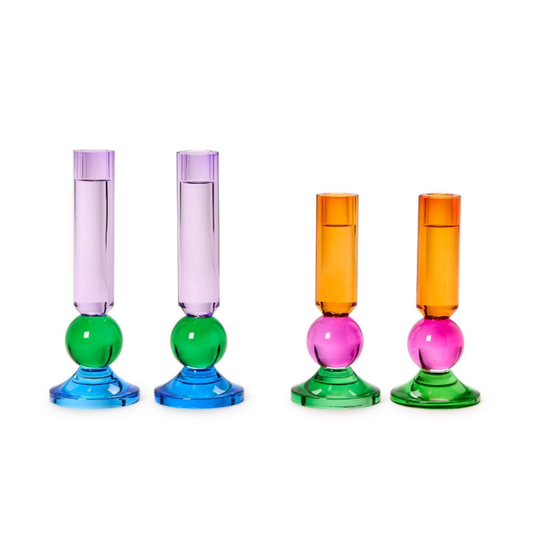 Color Pop Glass Taper Candlestick Candleholders