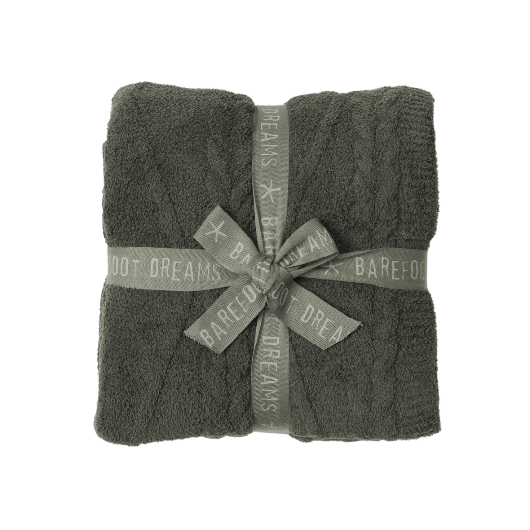 CozyChic® Fisherman Cable Throw- Dark Moss
