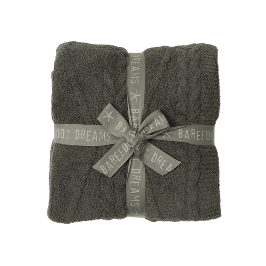 CozyChic® Fisherman Cable Throw- Dark Moss