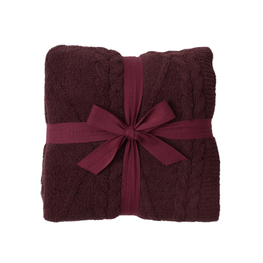 CozyChic® Fisherman Cable Throw- Deep Aubergine