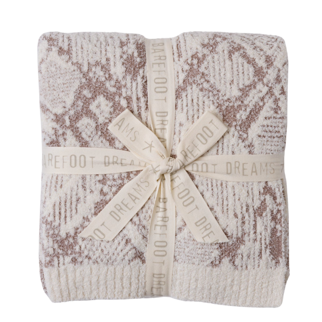 CozyChic® Cotton Graphic Texture Throw- Cream/Taupe