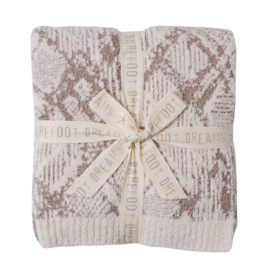 CozyChic® Cotton Graphic Texture Throw- Cream/Taupe