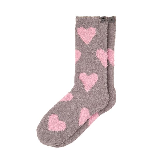 CozyChic® Heart Print Socks - Beach Rock / Bloom
