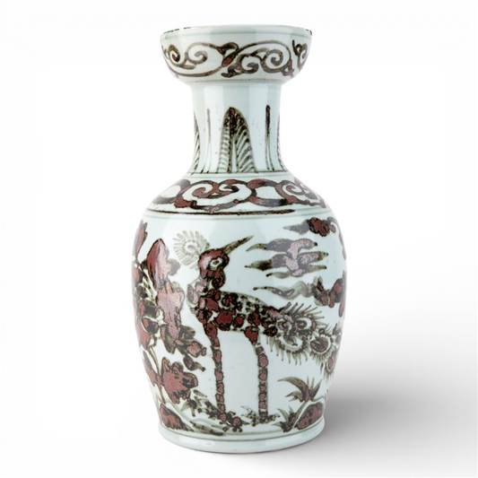 Antique Finish Vase-Brown Rust Bird