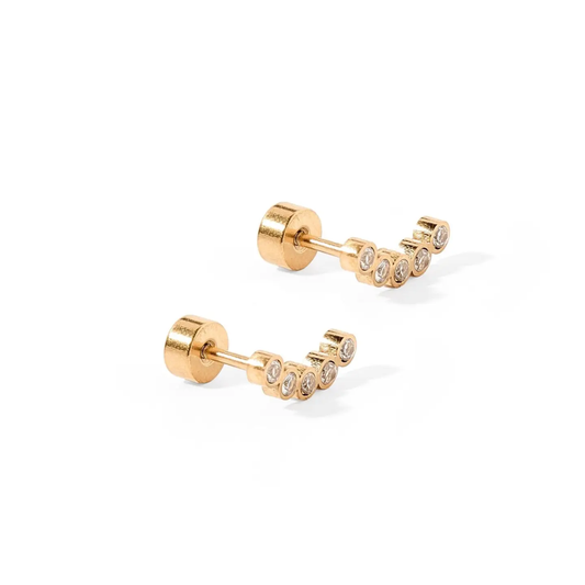 Screwback Stud Earrings - Abigail Sparkle Gold