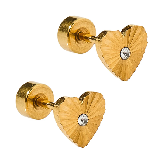 Screwback Stud Earrings - Andrea Heart