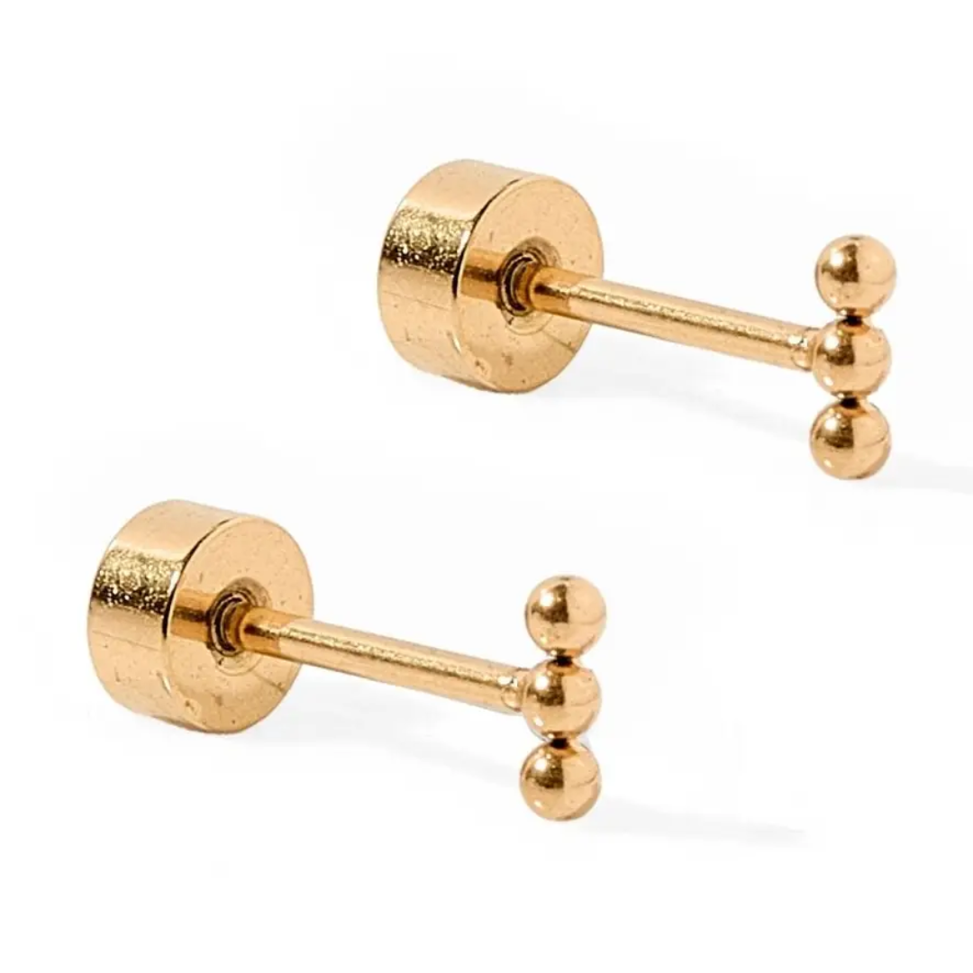 Screwback Stud Earrings - Micro Tally Gold