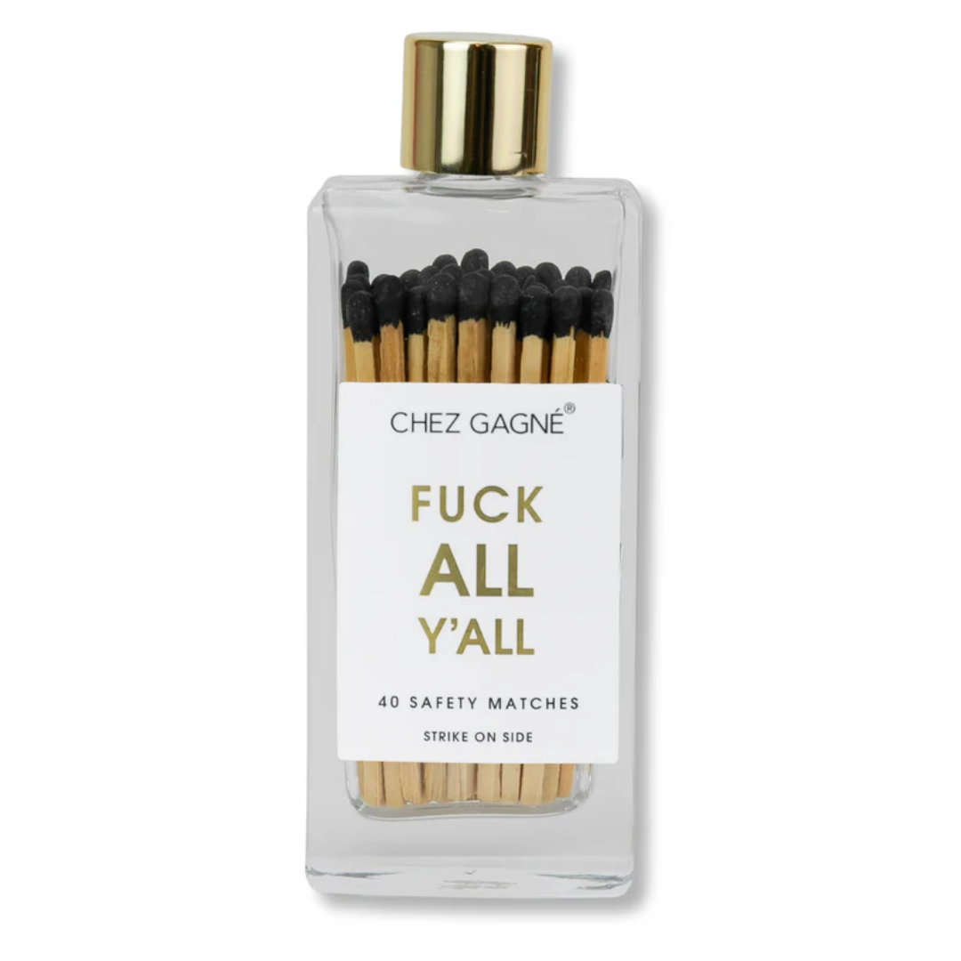 F*** All Y'all - Glass Bottle Safety Matches - Black