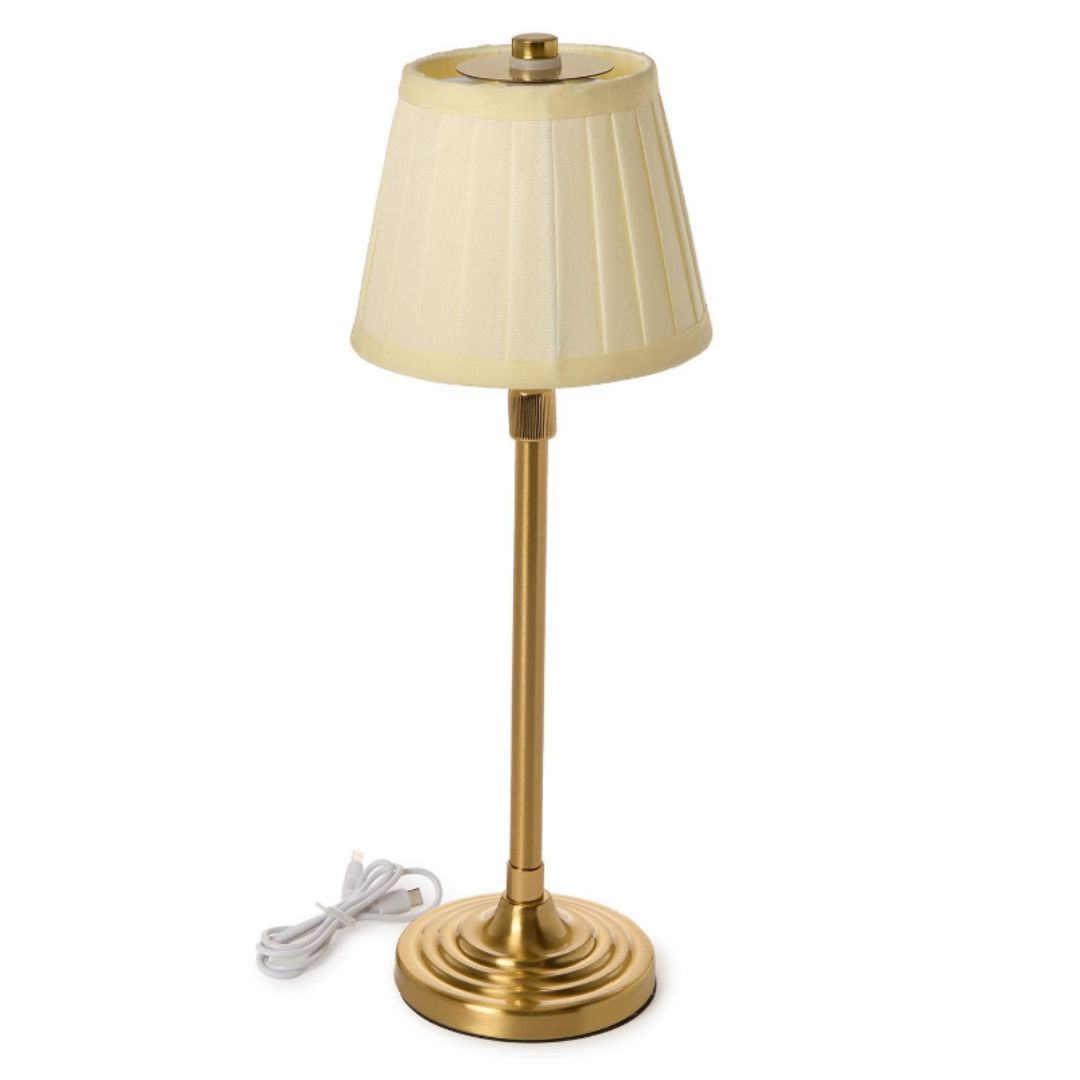 LED Portable Cordless Table Lamp with Pleated Fabric Lamp Shade