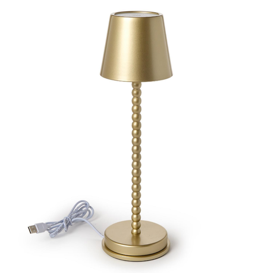 LED Cordless Gold Beaded Pole Table Lamp with Charging Base