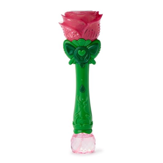 Pink Rose LED Illuminating Bubble Wand Blower with Refillable Bottle and Solution