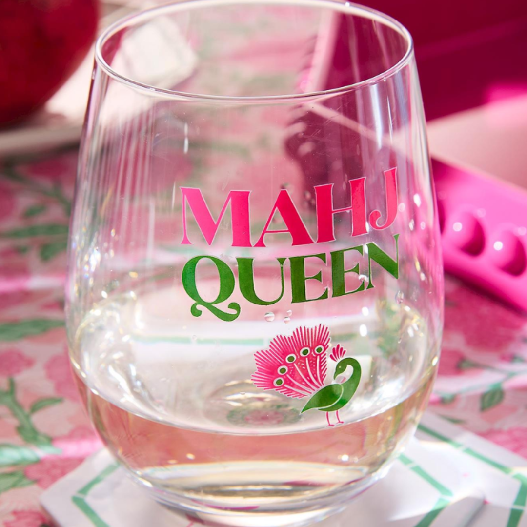 Mahj Queen Stemless Wine Glass