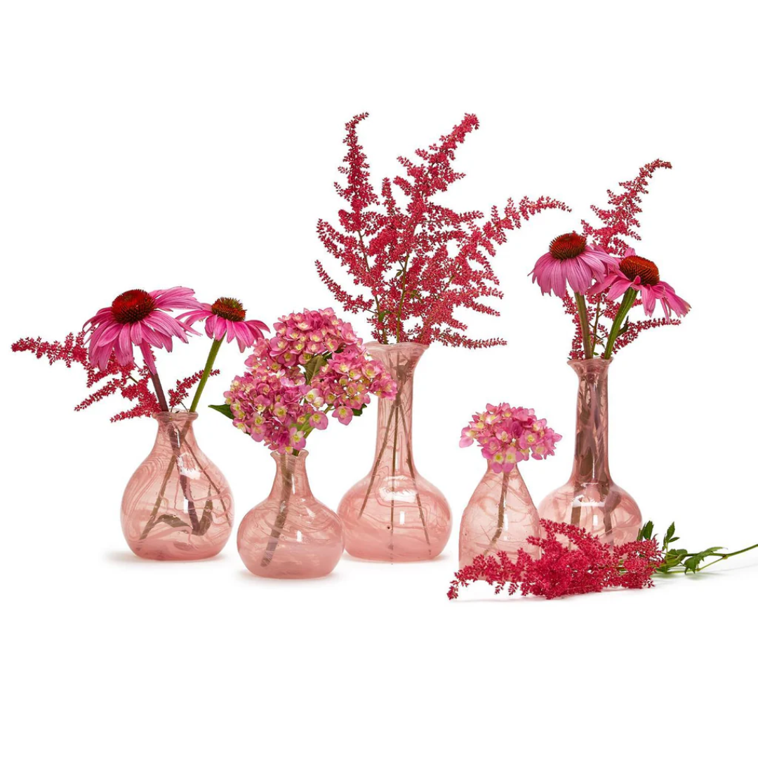 Pink Decorative Bottle / Vase with White Swirl