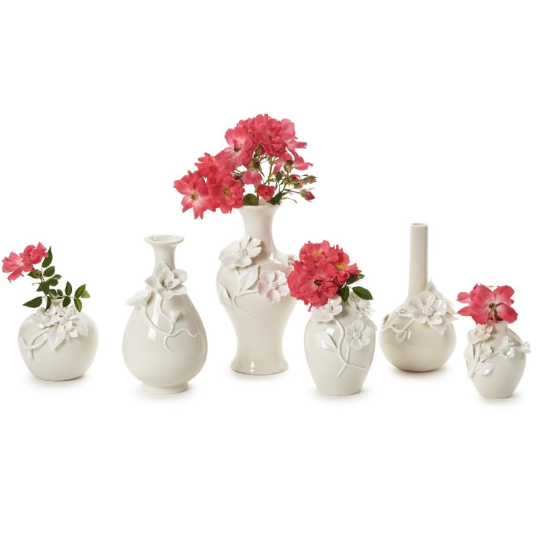 Mini Vases with 3-D Sculpted Flowers