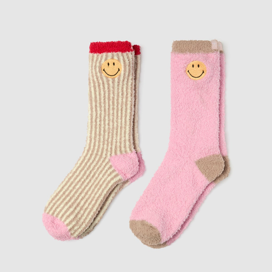 CozyChic Smiley Ribbed Sock Set